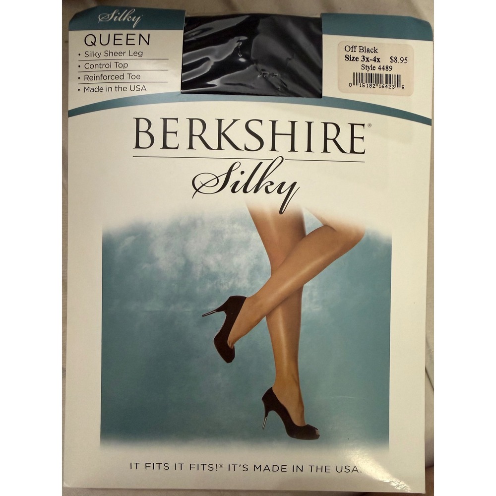 Berkshire Silky Sheerā Leg Pantyhose Off Black Control Top 3x-4x USA 4489